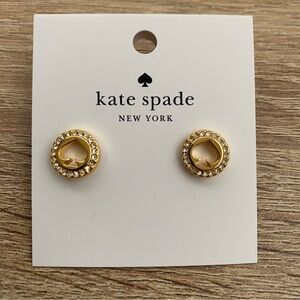 Kate Spade Spot the Spade Halo Stud Earrings Gold NWT